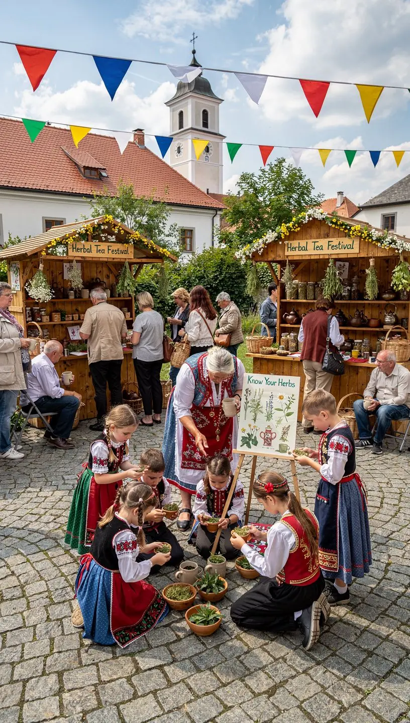 Pohár s aromatickým bylinkovým čajom na drevenom stole.